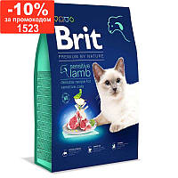 Brit Premium Cat Sensitive Lamb - Сухой корм с ягнёнком для взрослых котов с чувствительным пищеварением 8 кг