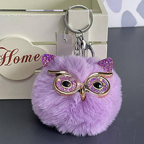 Брелок - пушок "Сова в окулярах", мікс, Брелок "Сова в очках"
