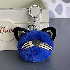 Брелок - пушок "Котик з вусами", мікс, Брелок "Кошечка с усами"