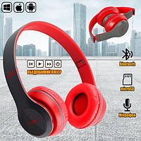 Бездротові навушники Bluetooth MDR P47 BT Wireless з мікрофон MP3 плеєром + FM радіо, microSD Червоні