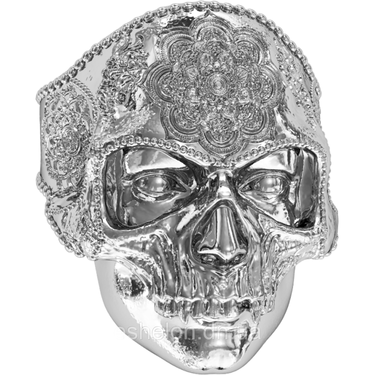 Кільце Срібне обличчя в масці з Мандалою, фото 1