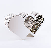 Коробочка деревянная два сердца "Паутинка"
