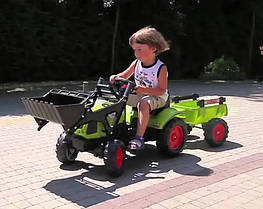 Трактор-бульдозер педальний з причепом і переднім ковшем FALK 2040AM CLAAS ARION Франція від 2 до 5 років зелений