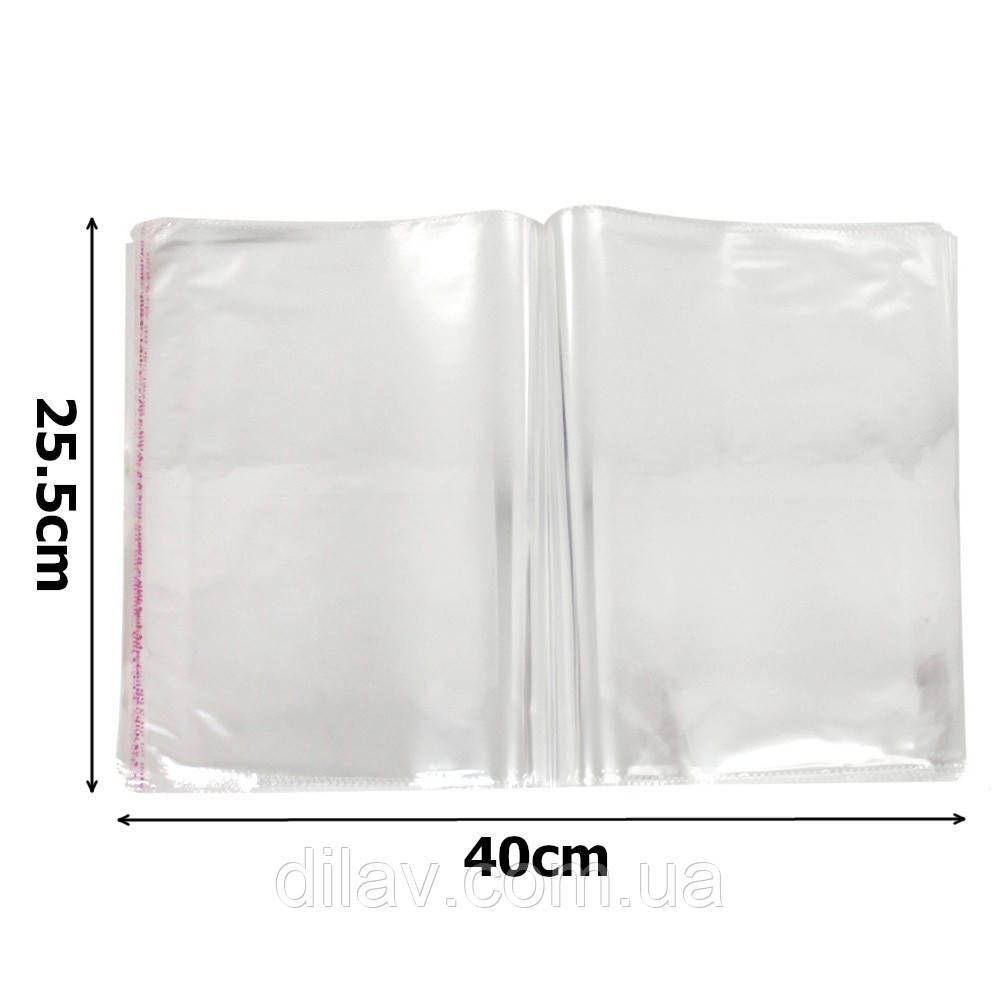 Пакети пакувальні целофанові,прозорі 25.5*40 100штук упаковка, фото 1