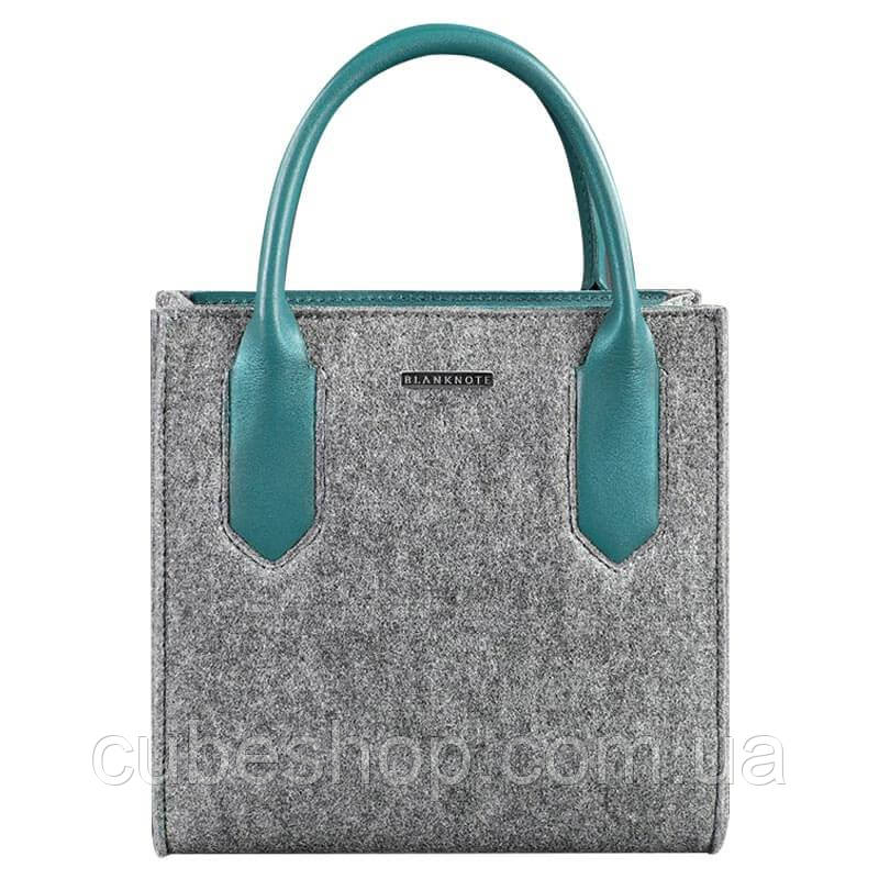 Жіноча фетрова сумка крос-боді (сіро-бірюзова)