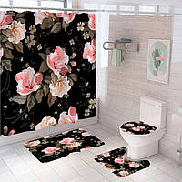Комплект килимків і шторки для ванної кімнати 4в1