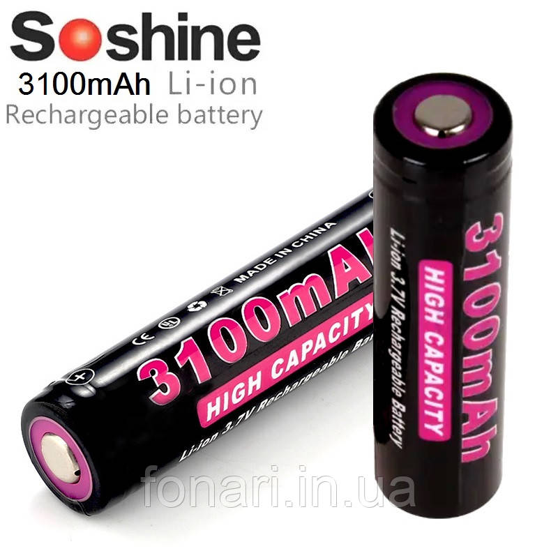 Акумулятор Soshine 18650 Li-Ion 3100 mAh захищений