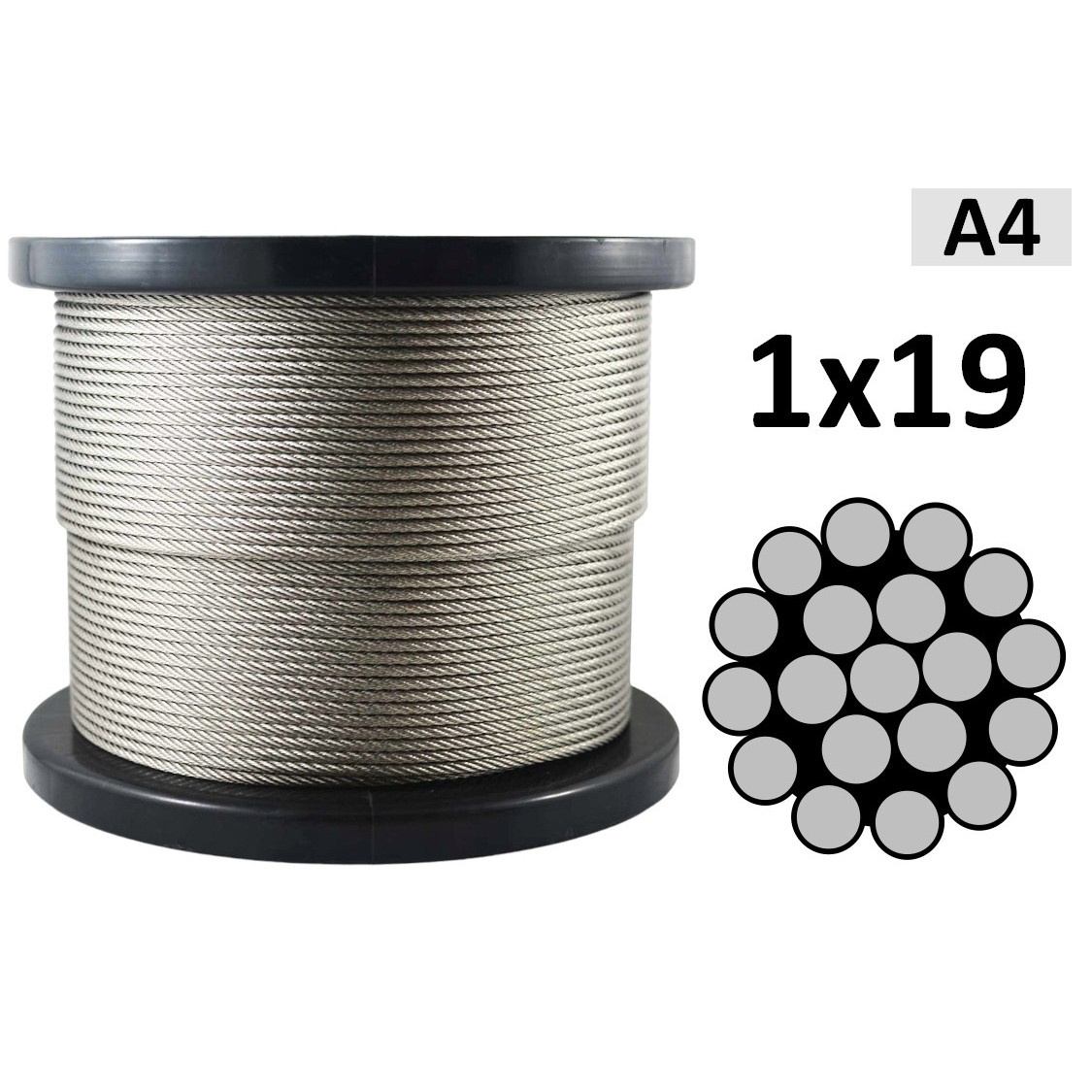 Трос нержавіючий 3х1х19, А4 (AISI 316)