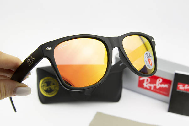 Сонцезахисні окуляри RAY BAN Wayfarer поляризаційні антивідблискові (арт. 2140P) персикові дзеркальні/матовий, фото 4