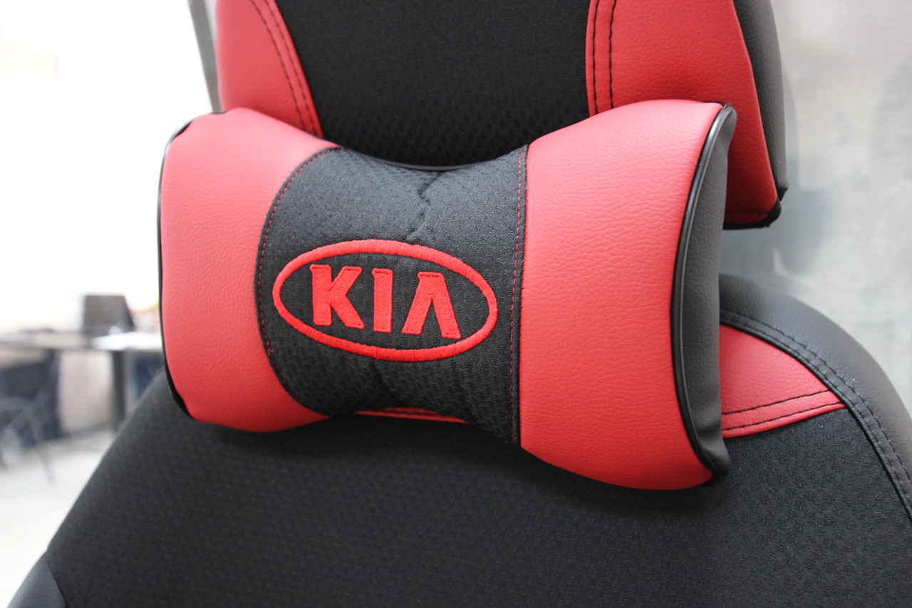 Авто подушка Kia червона екошкіра
