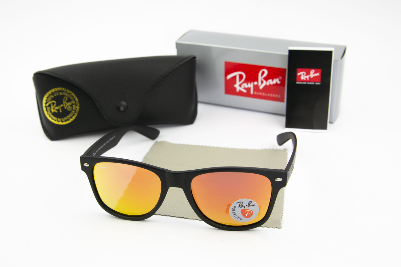 Сонцезахисні окуляри RAY BAN Wayfarer поляризаційні антивідблискові (арт. 2140P) персикові дзеркальні/матовий