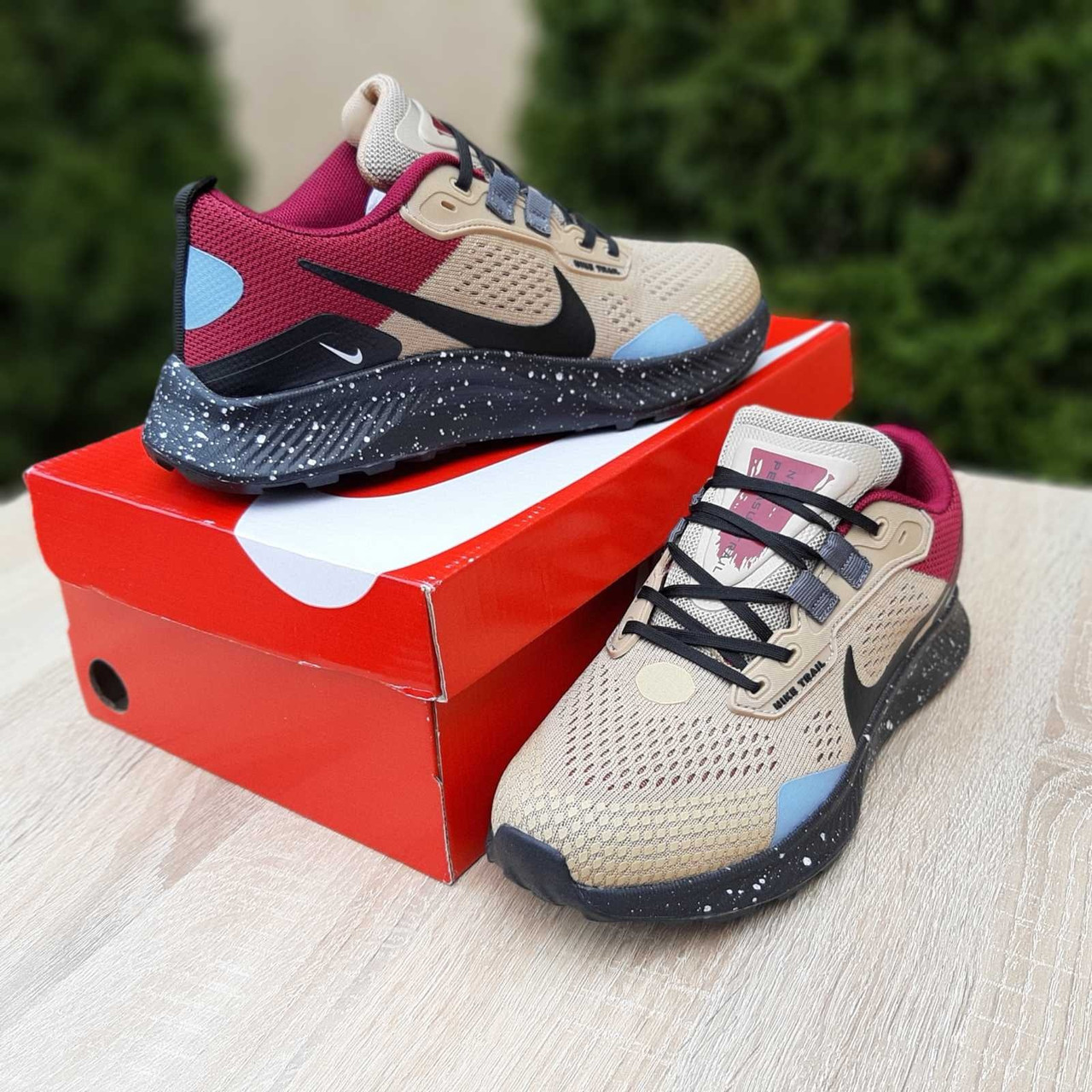 Жіночі кросівки на бежевий літо з чорним Nike Pegasus Trail. Жіночі кроси літні Найк Пегасус Трейл