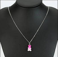 Підвіска мармеладний ведмедик, малиновий (трохи відрізняється від фото) - довжина 48см, смола, цинковий сплав