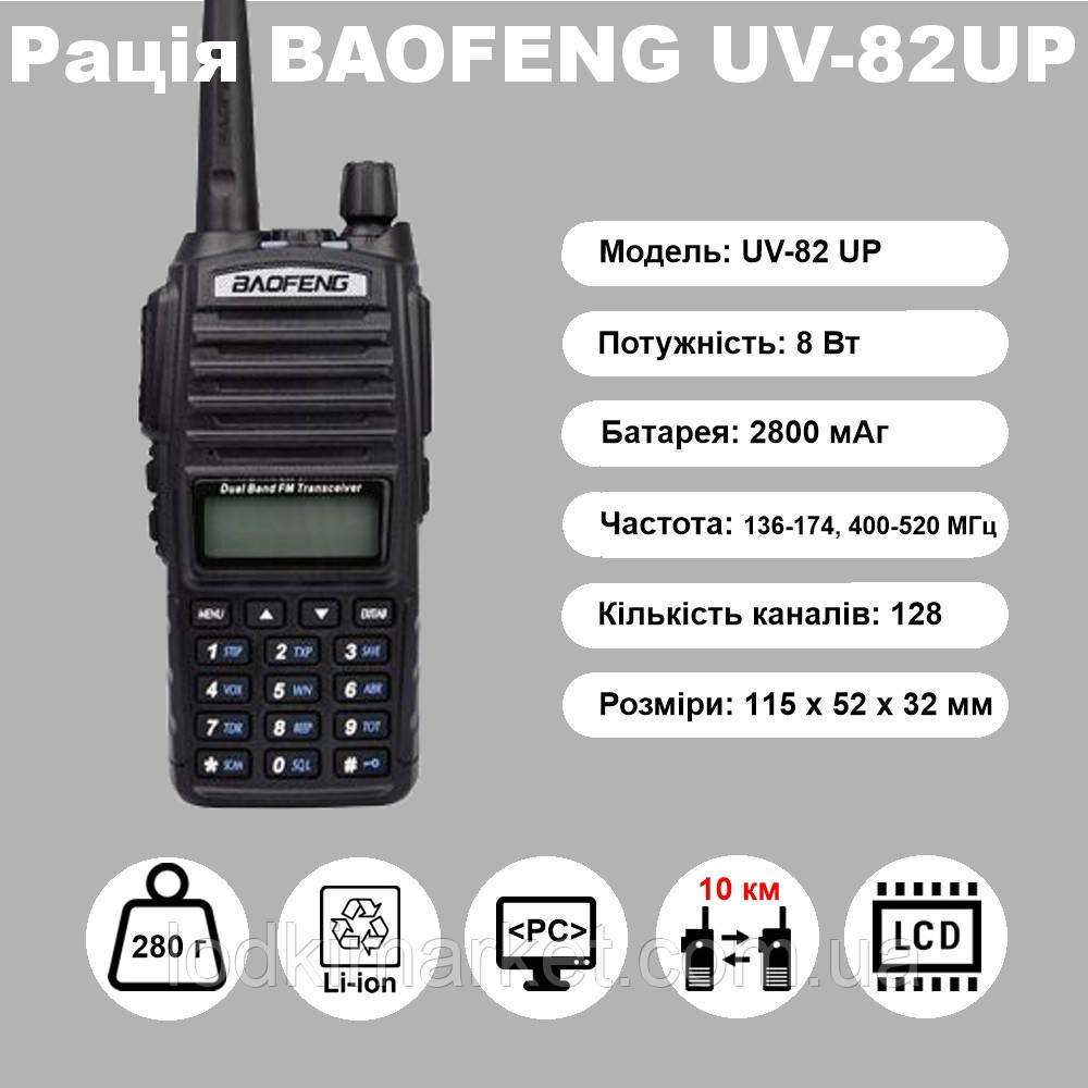 Рація Baofeng UV-5R 8 Ватт