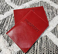 Красная женская кожаная обложка на паспорт ST Leather
