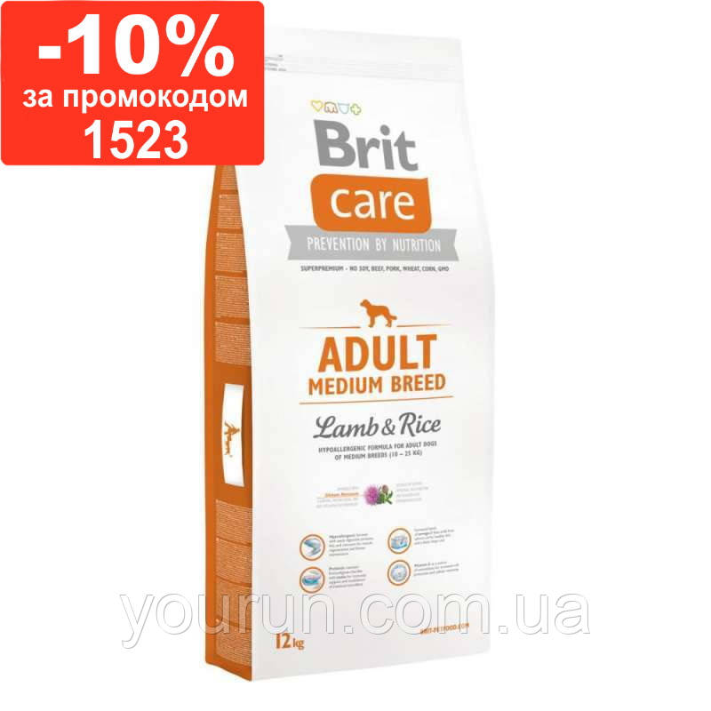 Brit Care (Брит Кеа) Adult Medium Breed Lamb & Rice Корм для дорослих собак середніх порід ягня/рис 12кг