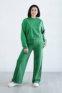 Костюм жіночий кофта та штани палаццо турецька тринитка колір зелений