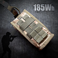 Повербанк військовий підвищеної ємності 185Wh PowerBank MILITARY 50Ah, з розвантажувальною системою кріплення MOLLE