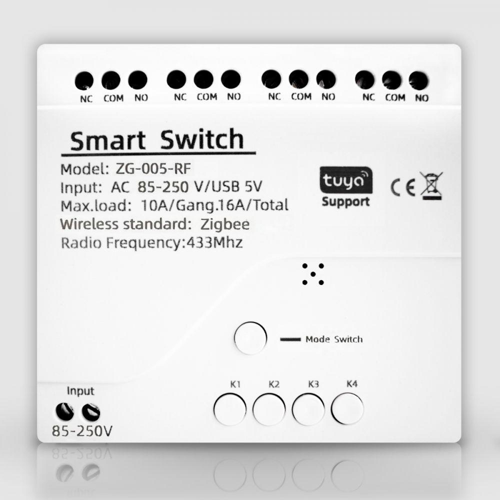 85-250V(AC) Чотириканальне Zigbee реле з сухим контактом Tuya Smart (ID ...