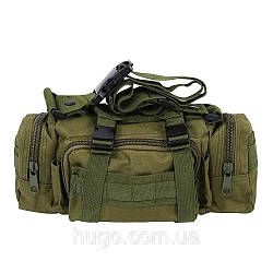 Сумка тактична наплічна на 5 л, 35х14х18 см, Оливкова, B04 / Поясна армійська сумка / Чоловіча сумка