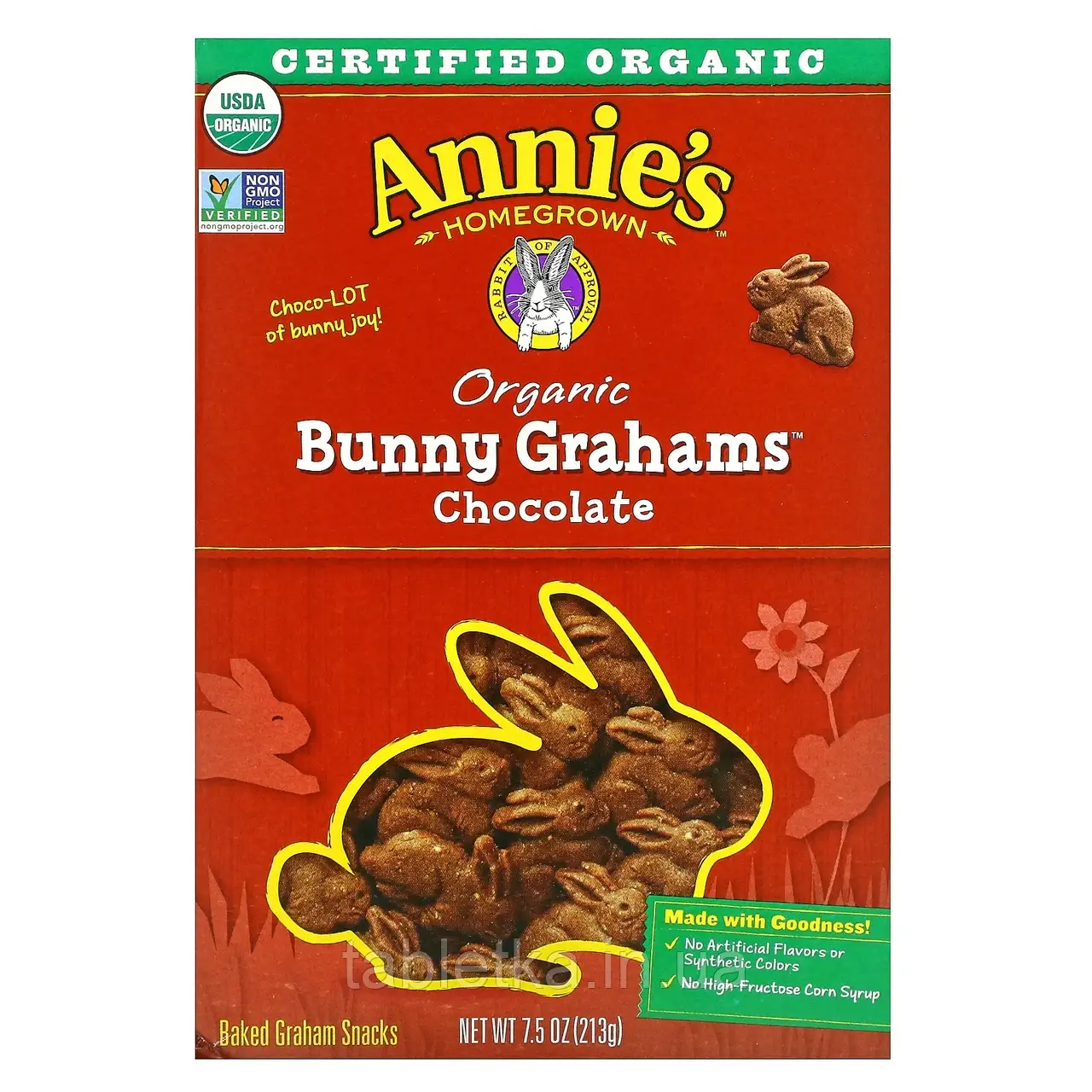 Annie's Homegrown, Bunny Grahams, органічне шоколадне печиво, 213 г (7,5 унції)