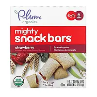 Plum Organics, Mighty Snack Bars, для малышей, клубничный вкус, 6 батончиков по 19 г (0,67 унции) в Украине