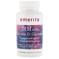 Emerita, DIM с D-глюкаратом кальция и брокколи, 60 безсоевых вегетарианских капсул EME-45684 Киев