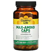 Country Life, Max-Amino Caps, с витамином B-6, 180 вегетарианских капсул