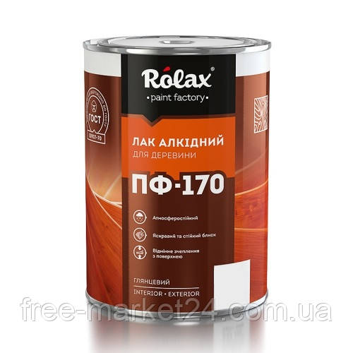 Лак для деревини алкідний ПФ-170 Rolax Глянцевий 0.8л