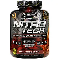 Muscletech, NitroTech, основной источник пептидов и изолятов сывороточного белка, молочный шоколад, 1,81 кг в