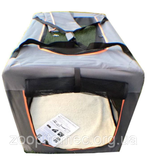 Переноска каркасна для котів і собак Lux (L (70), сірий), фото 1