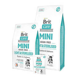 Brit Care Grain Free Mini Light & Sterilised Беззерновой для стерилізованих собак кролик/лосось 400 гр