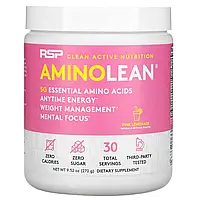 RSP Nutrition, AminoLean, незаменимые аминокислоты и энергия в любое время, со вкусом розового лимонада, 270 г