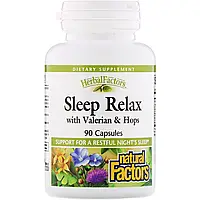 Natural Factors, Sleep Relax, с валерианой и хмелем, 90 капсул NFS-04655 Киев