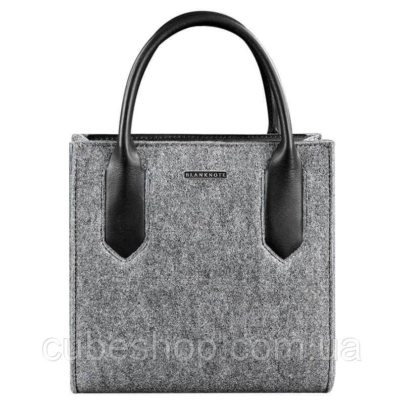 Жіноча фетрова сумка крос-боді (сіро-чорна)