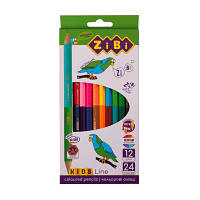 Карандаши цветные ZiBi Kids line Double 12 шт. 24 цвета (ZB.2463) - Топ Продаж!