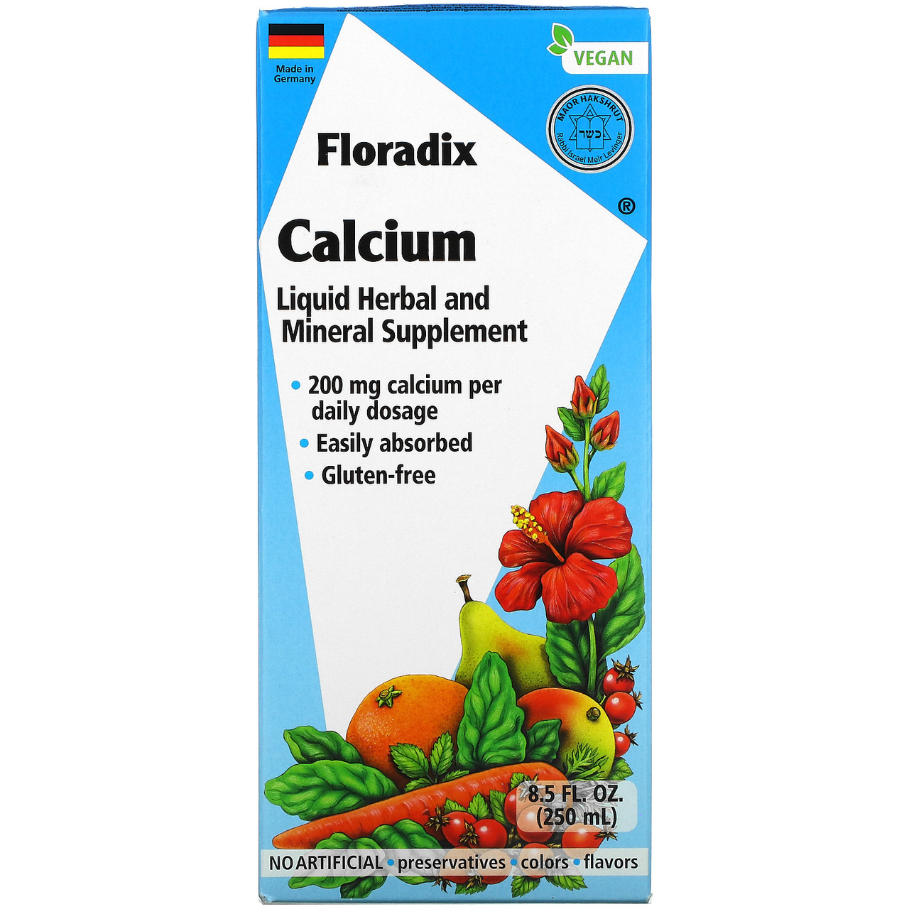 Gaia Herbs, Floradix, Calcium, Liquid Herbal and Mineral Supplement, 200 mg, 8.5 fl oz (250 ml), Київ