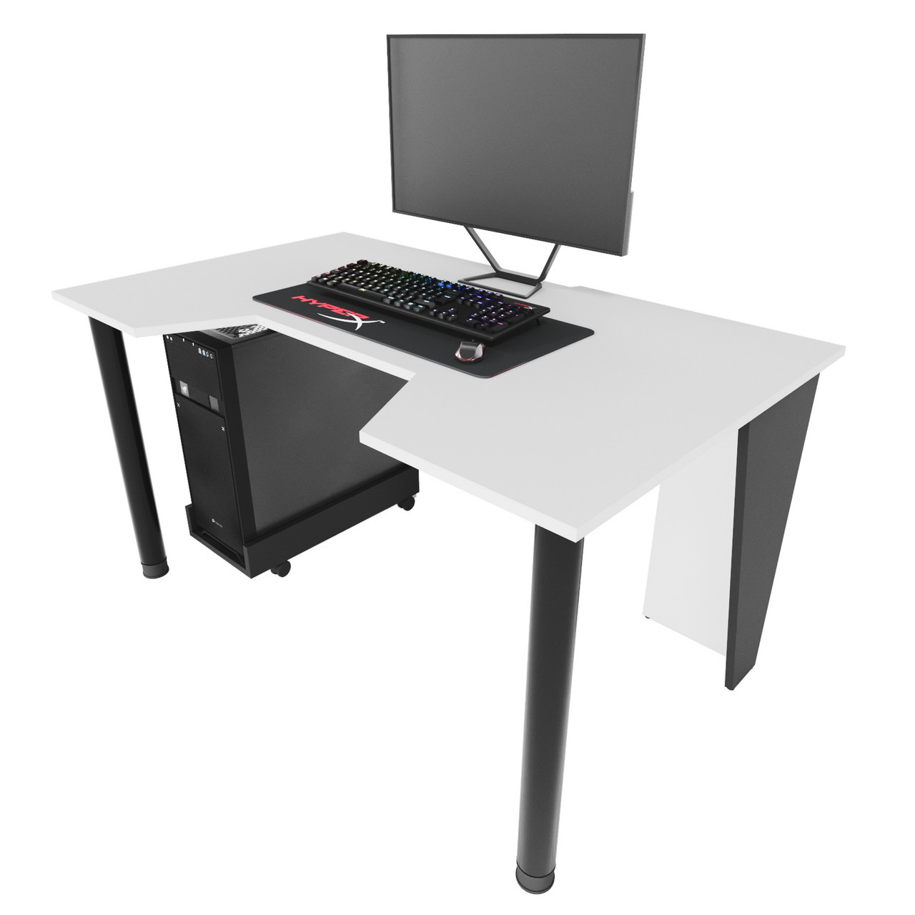 Геймерський стіл "GAMER-2" 135х80х75 см. Білий/Чорні боковини