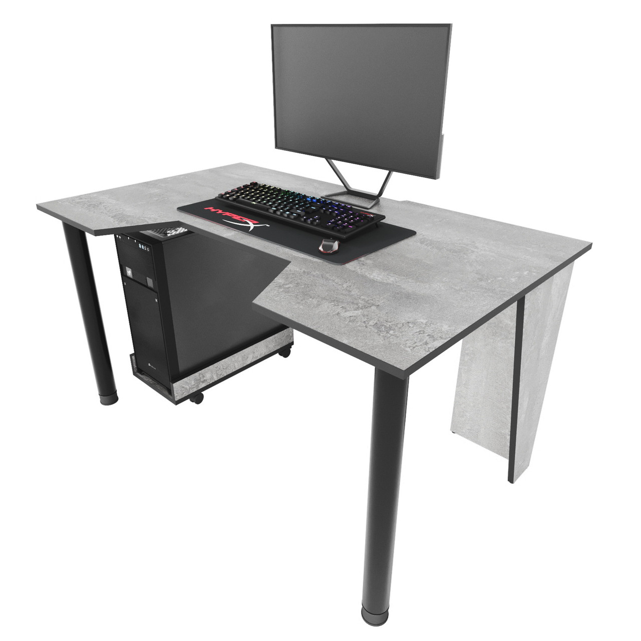 Геймерський стіл "GAMER-2" 135х80х75 см. Бетон/Чорна кромка