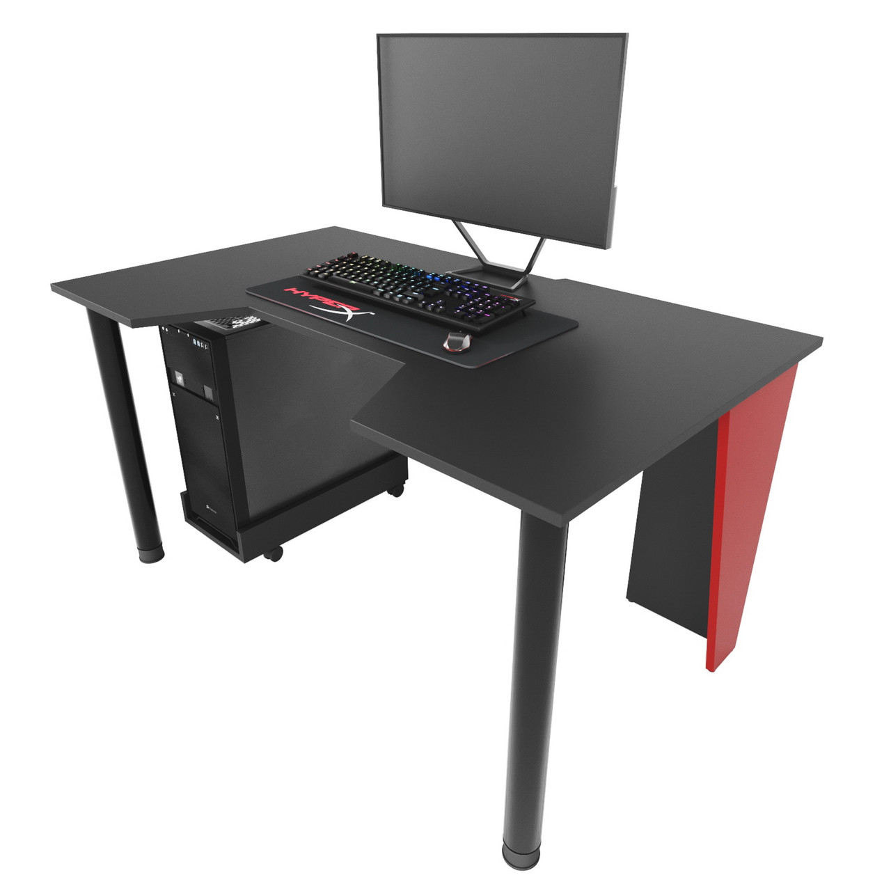 Геймерський стіл "GAMER-2" 135х80х75 см. Чорний/Червоні боковини
