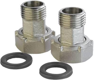 Комплект штуцерів для лічильника нікельванний 1″ВР х 3/4″НР з прокладкою Б2715-1КбА(нк), фото 1