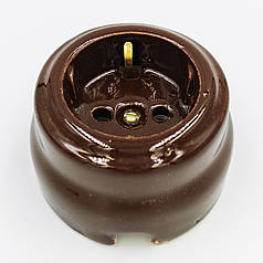 Розетка накладна із заземленням RE «Paint» керамічна коричневий глянець