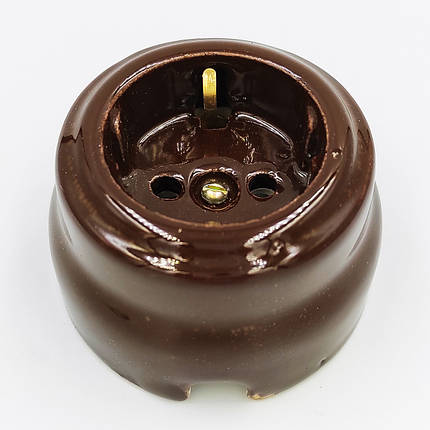 Розетка накладна із заземленням RE «Paint» керамічна коричневий глянець, фото 1