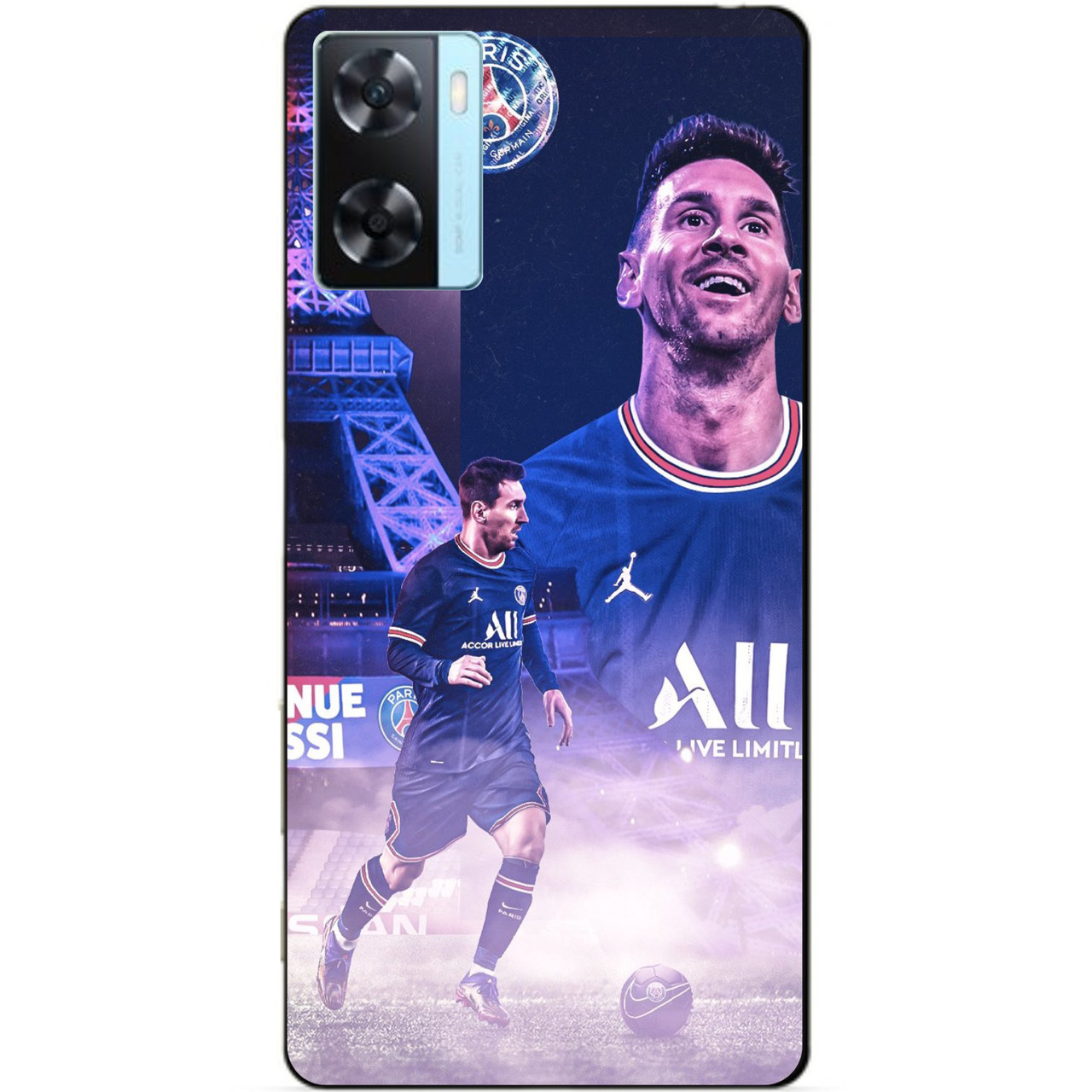 Силіконовий бампер чохол для Oppo A57s з малюнком Messi PSG