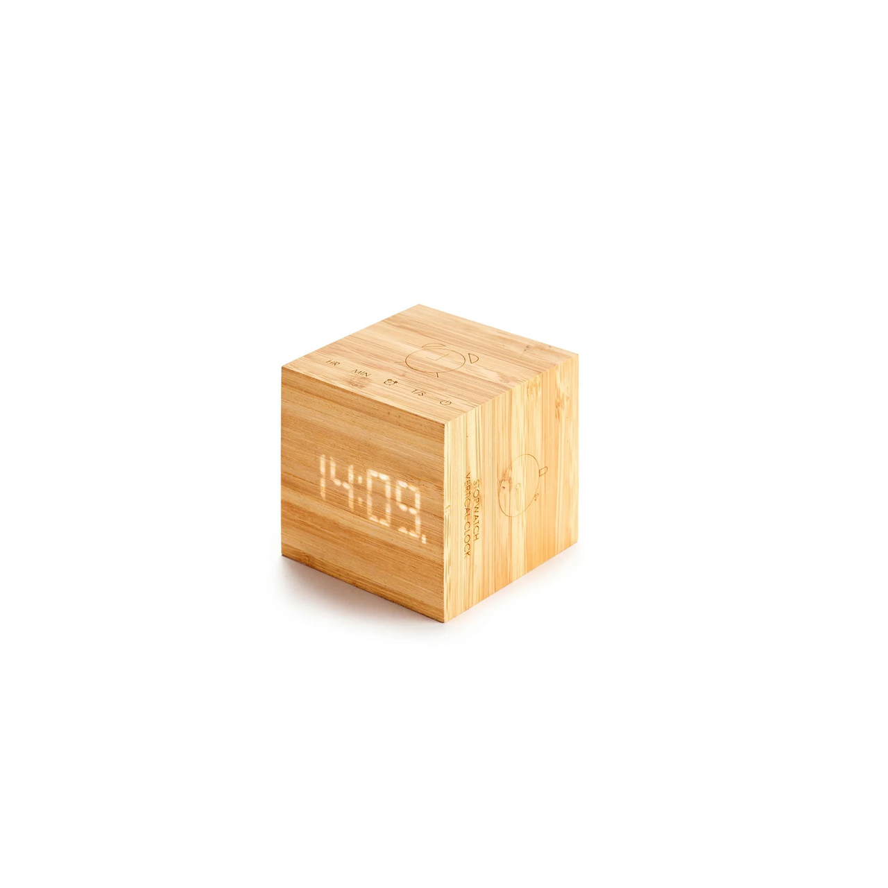 Годинник-будильник на акумуляторі Cube Gingko (Великобританія), бамбук
