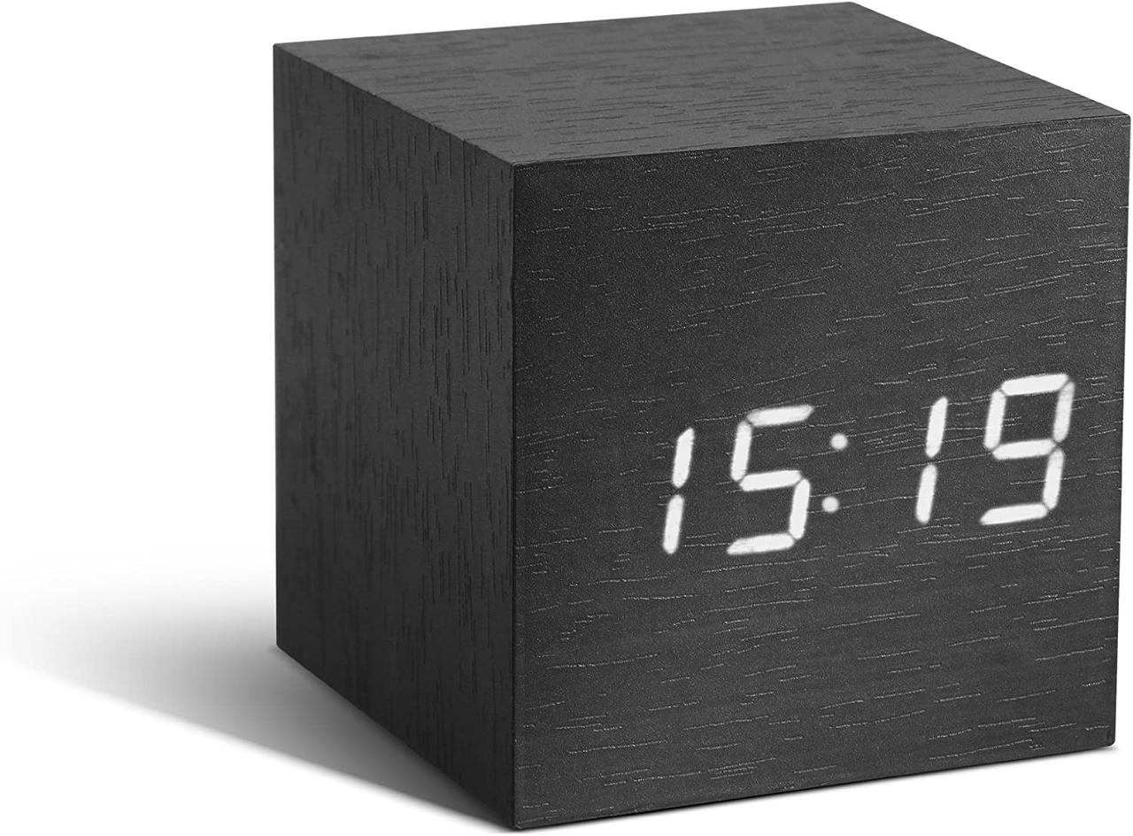 Смарт-будильник на акумуляторі Gingko WOODEN CUBE, дерево венге