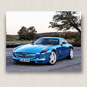 Інтер'єрна картина-постер на стіну Блакитний мерседес 30*20 Орігамі OP 5270 Маленька