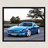 Інтер'єрна картина-постер на стіну Блакитний мерседес 30*20 Орігамі OP 5270 Маленька, фото 4