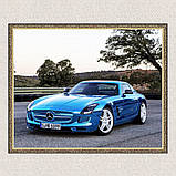 Інтер'єрна картина-постер на стіну Блакитний мерседес 30*20 Орігамі OP 5270 Маленька, фото 5