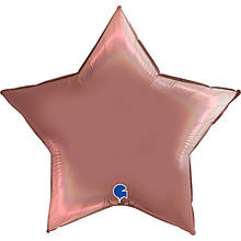 Фольгована кулька зірка Rainbow Holographic Platinum Rosè 36" Grabo